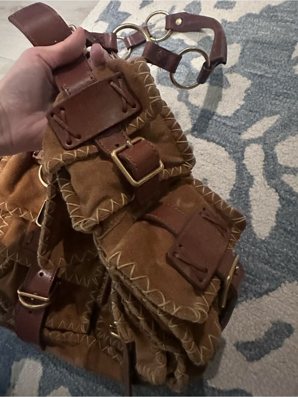 Yves Saint Laurent Brown Suede Shoulder Bag with Dark brown Leather Trim - Picture 5 of 9